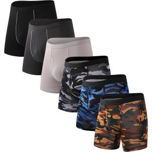 imageHAVVIS Mens Performance Underwear Boxer Briefs Soft Comfortable Bamboo Viscose Underwear for Men MultipackBoxer Briefs  B01  6 Pack