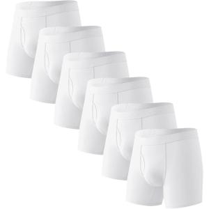 imageHAVVIS Mens Performance Underwear Boxer Briefs Soft Comfortable Bamboo Viscose Underwear for Men MultipackBoxer Briefs  C03  6 Pack  White