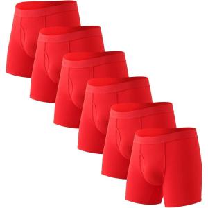 imageHAVVIS Mens Performance Underwear Boxer Briefs Soft Comfortable Bamboo Viscose Underwear for Men MultipackBoxer Briefs  C04  6 Pack  Red