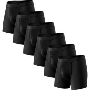 imageHAVVIS Mens Performance Underwear Boxer Briefs Soft Comfortable Bamboo Viscose Underwear for Men MultipackBoxer Briefs  C05  6 Pack  Black