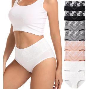 imageHAVVIS Womens Briefs Underwear Cotton High Waist Tummy Control Panties Rose Jacquard Ladies Panty MultipackBrief 01  8 Pack  Assorted Colors 02