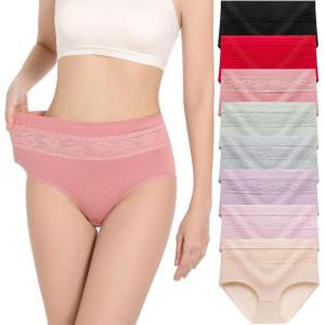 imageHAVVIS Womens Briefs Underwear Cotton High Waist Tummy Control Panties Rose Jacquard Ladies Panty MultipackBrief 05  8 Pack  Assorted Colors