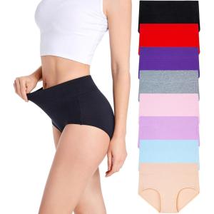 imageHAVVIS Womens Briefs Underwear Cotton High Waist Tummy Control Panties Rose Jacquard Ladies Panty MultipackBriefs 01  8 Pack  Assorted Colors